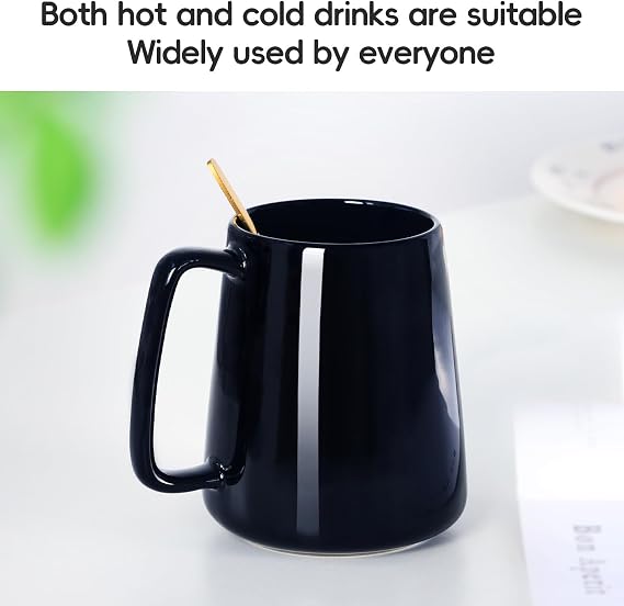 Smilatte 24 OZ Large Coffee Mug, 720ml Ceramic Tea Cup with Big Handle for Dad Men Women, Unique Style for Any Kitchen, Black