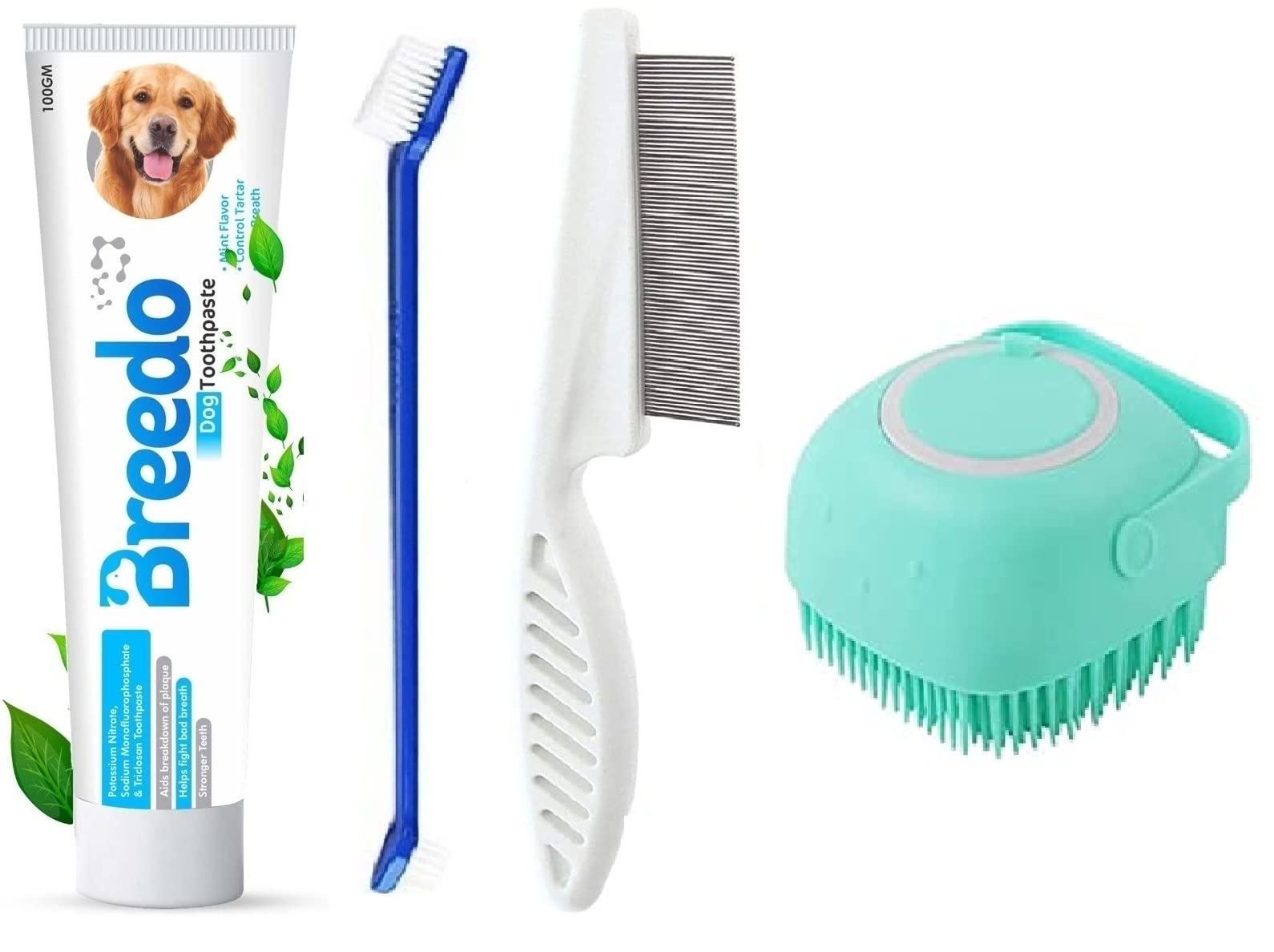 Breedo (Combo of 4) Toothpaste + Fleacomb + Scrub + Teeth Brush For All Breed Dogs Combo Kit for Dog| Cat| Monkey| Rabbit| Hamster|Dog Comb|Pet Comb| Dog Toothpaste| Dog Teethbrush (B0BYZJW99F) Amazon Price History, Amazon Price Tracker