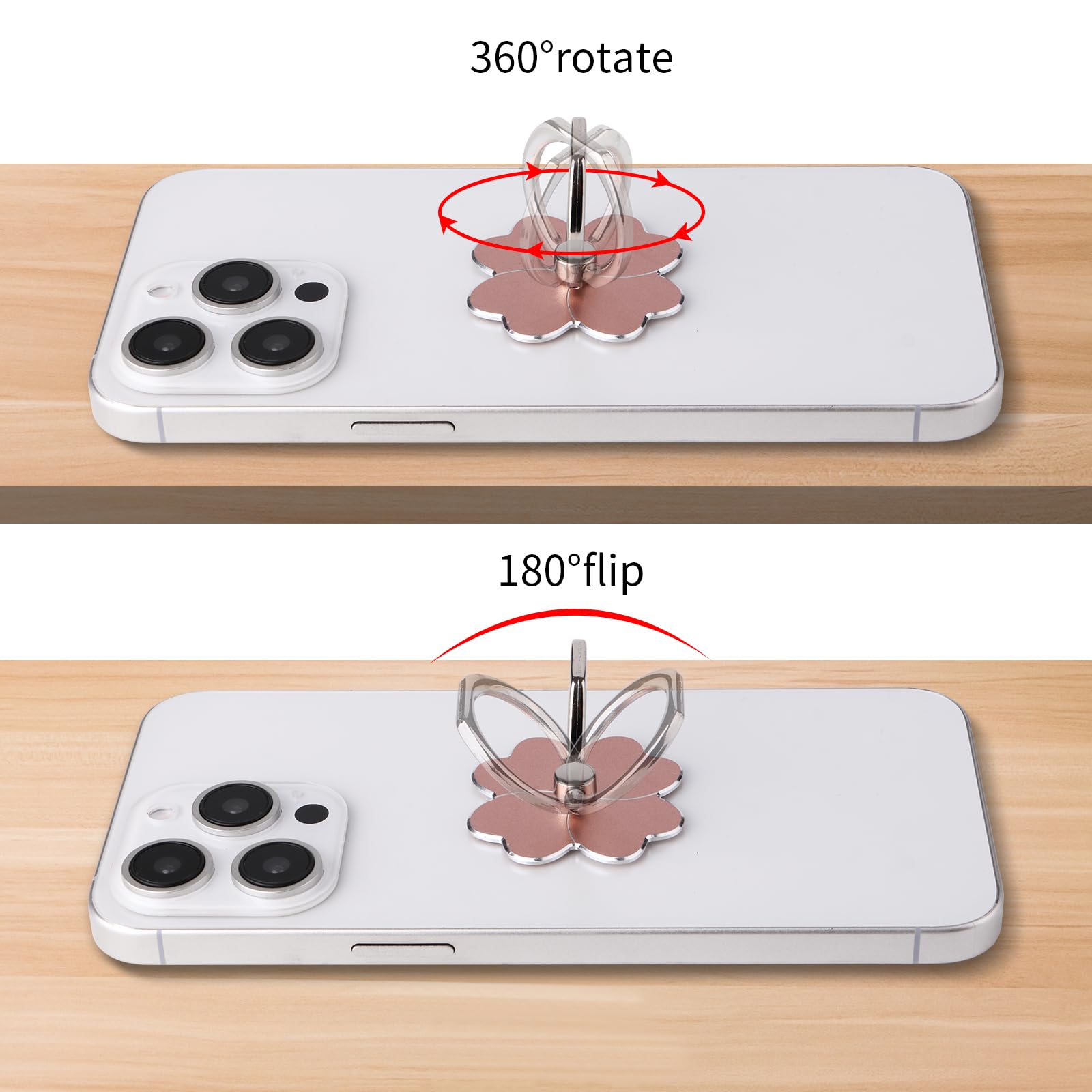 4 soportes de anillo para teléfono celular, soporte de anillo para teléfono celular, rotación de 360 grados y ángulo de 180° ajustable, soporte de metal para teléfonos inteligentes