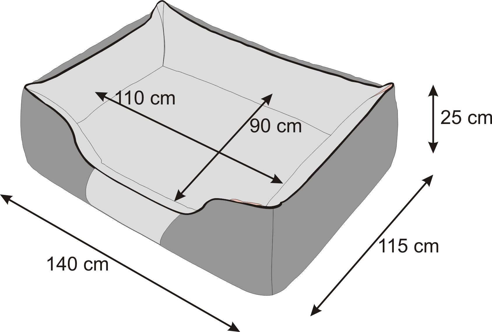PillowPrim Łóżko dla psa, sofa dla psa, poduszka dla psa, kanapa dla psa, łóżko dla zwierząt, miękkie legowisko dla zwierząt domowych, rozmiar XXXL 140 x 110