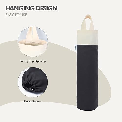 Miniatura 5 de Soporte de bolsa de plástico de montaje en pared para almacenamiento de comestibles, organizador de saco de basura de algodón, dispensador de basura