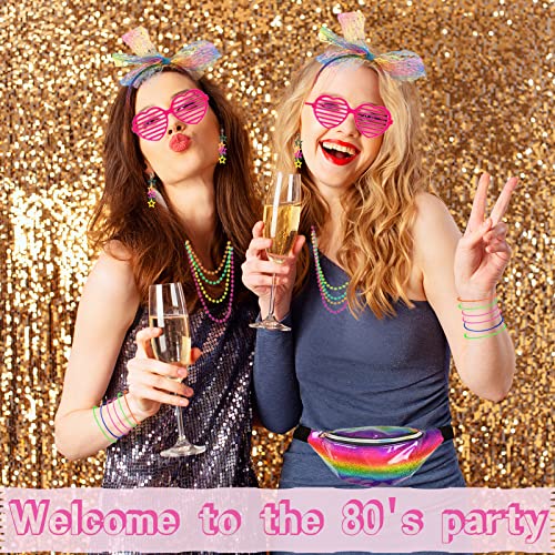 80S Fancy Dress For Women Girls, 1980S Party Costume Accessories Set Bumbag Tutu Skirt Leg Warmer Earrings Fishnet Gloves Necklace Glasses Bracelet Headband, Retro Outfit For 80S Party/Dress Up Day #TOP6
