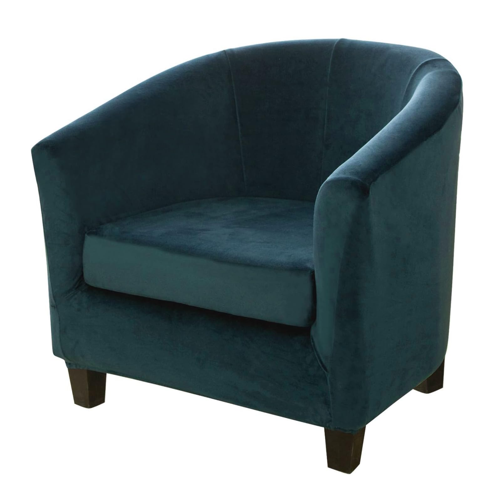 Tub Chair Cover 2 Piece Set - Upgraded 2 IN 1 Design Removable High Stretch Soft Velvet Sofa Couch Arm Bucket Chairs Armchair Seat Covers with Cushion Cover for Dining Living Room Office Reception