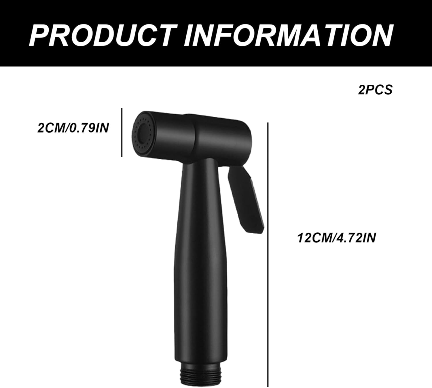 Bidet Sprayer, 2Pcs Toilet Bidet Sprayer, Detachable Stainless Steel Handheld, Bathroom Accessories for Kitchen and Toilet Cleaning, Black