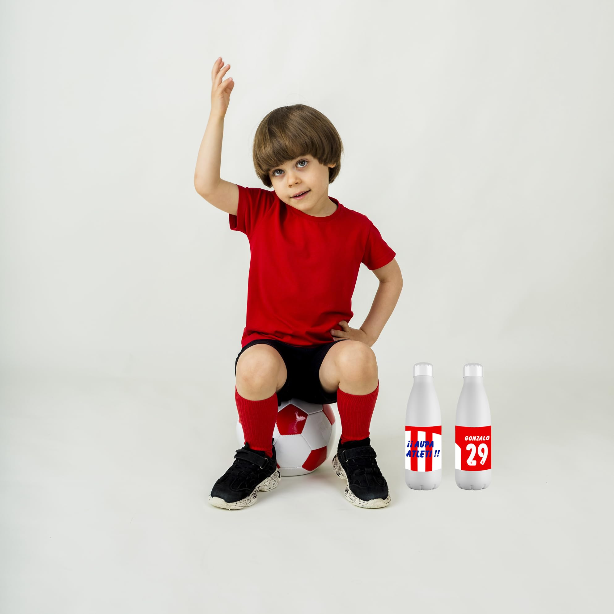 Botella Personalizada del Atletico Madrid con Nombre - Botella de Acero Inoxidable de 700 ml - Regalo Original para Niño y Niña