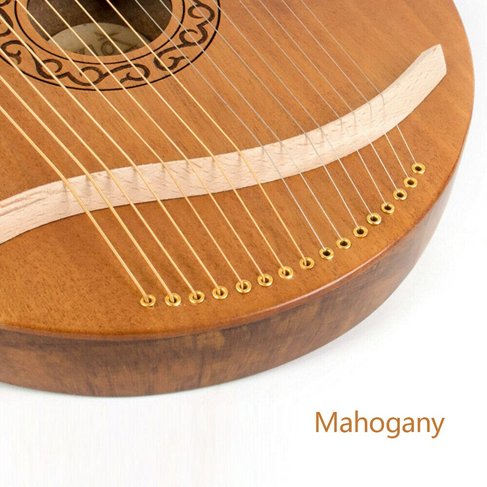Harfe Die HolzLeier 16 cuerdas con llave de afinación para principiantes, instrumento musical portátil (patrón)