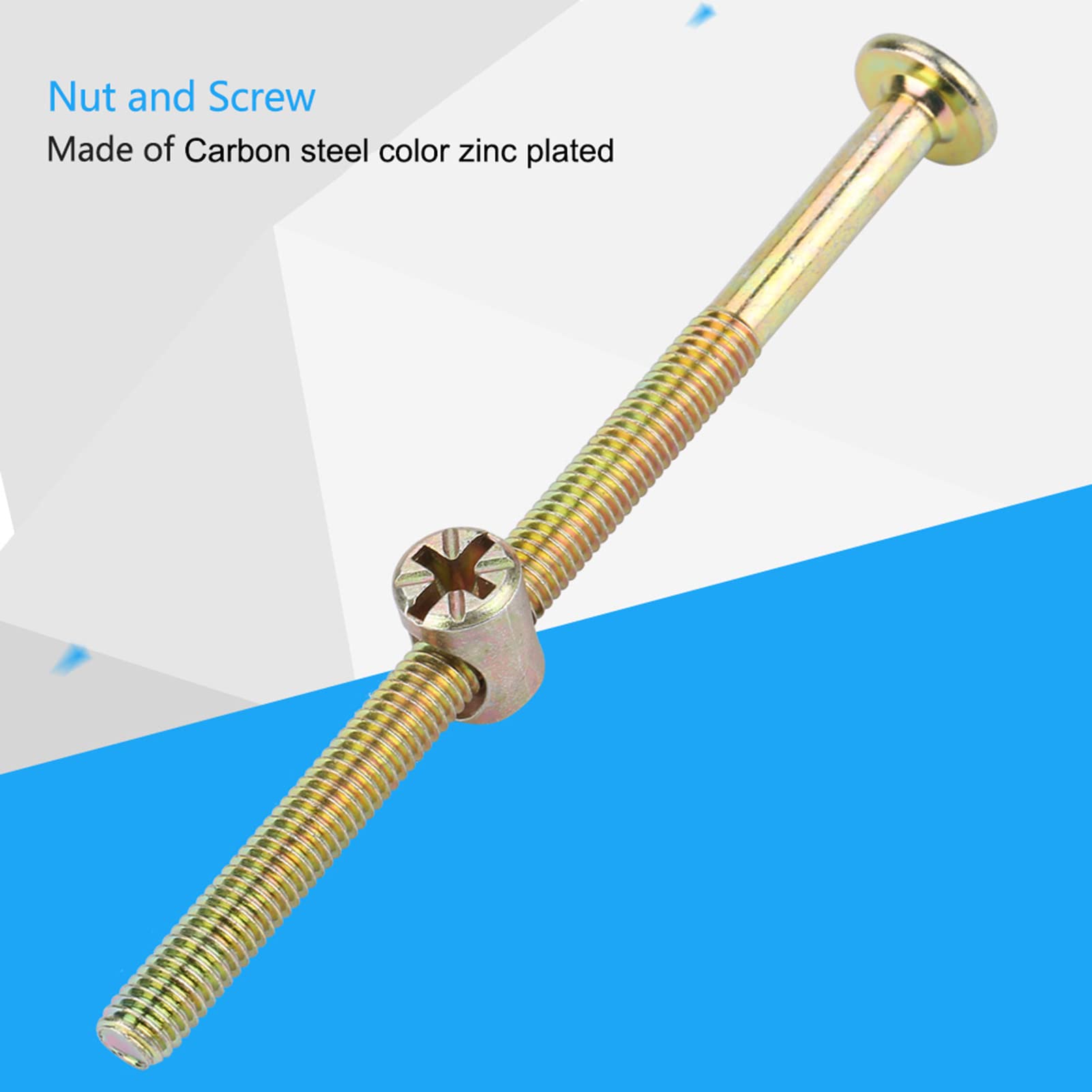 10 Viti A Testa Esagonale Piatta In Acciaio Inox - 6x90mm Con Dado, Per Mobili E Culle