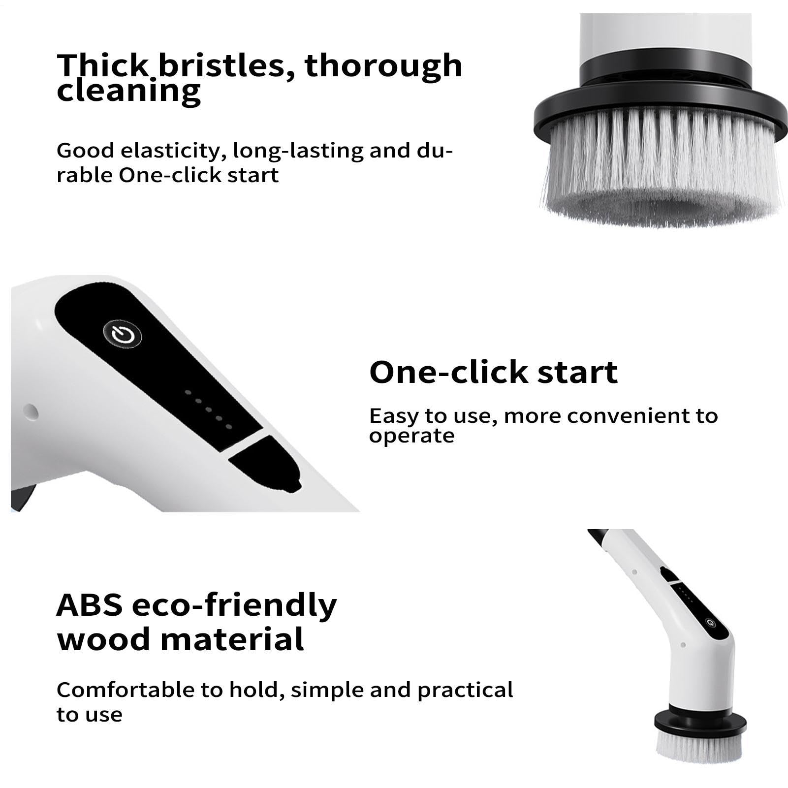 Cepillo Limpiador Eléctrico Limpiador Inalámbrico Recargable 2500 mAh | Cepillo De Fregado 2 Velocidades Ajustables Parrilla, Juntas, Fregadero