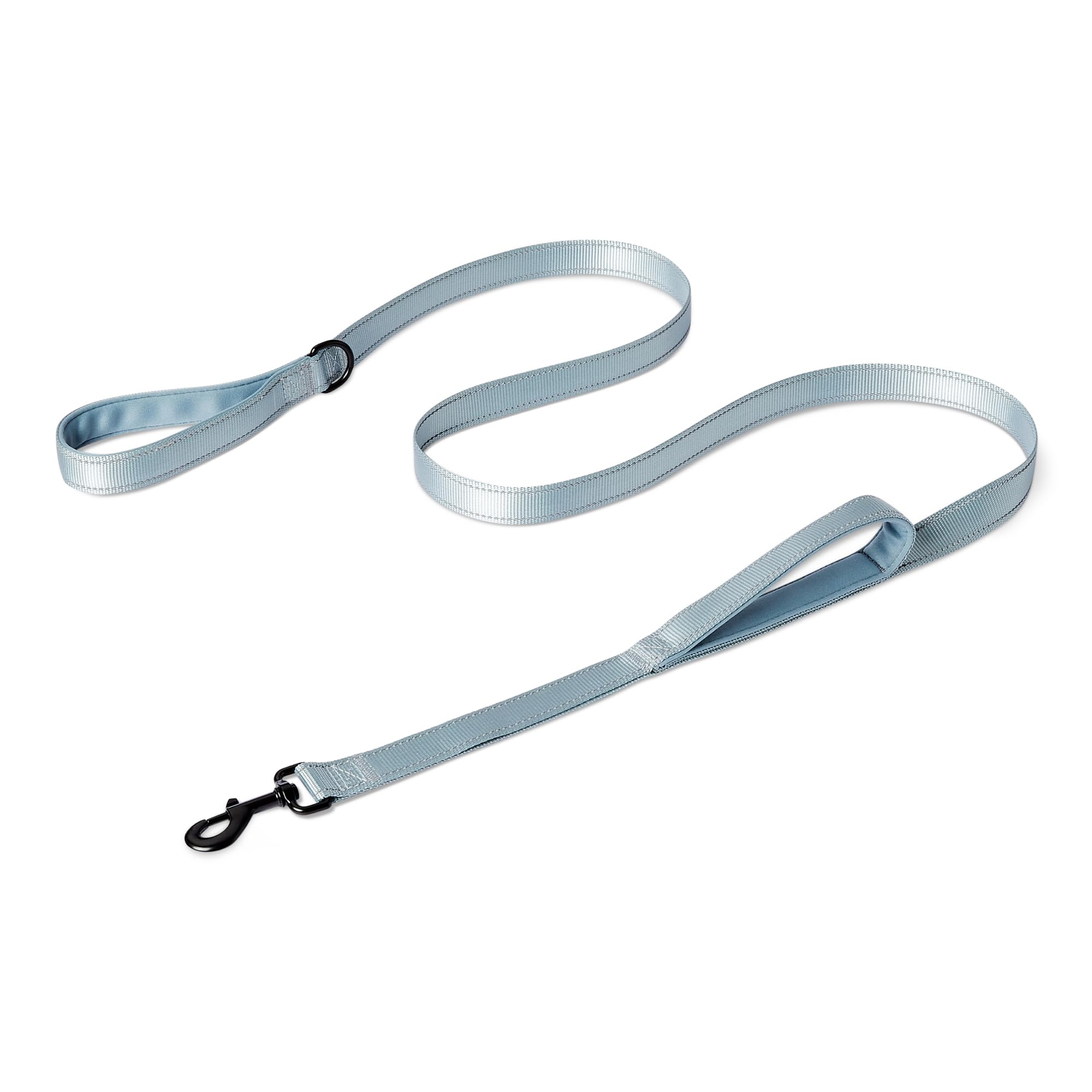 Amazon Basics Beidseitig Reflektierende Hundeleine mit Zwei Gepolsterten Griffen und D-Ring, 120,0cm, Schwarz/Blau
