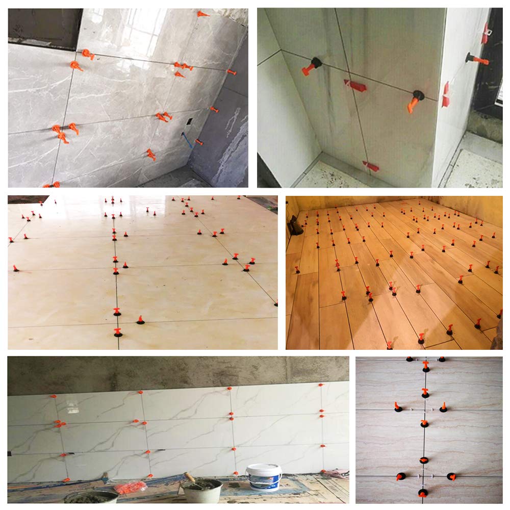60 piezas de ajuste de nivelador de azulejos, kit de sistema de nivelación de azulejos reutilizable con 100 piezas espaciadores de azulejos para herramientas de construcción de pared