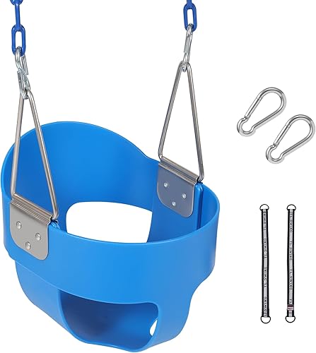 RedSwing Asiento de columpio de cubo de respaldo alto para niños con cadenas recubiertas, asiento de columpio resistente para niños, para