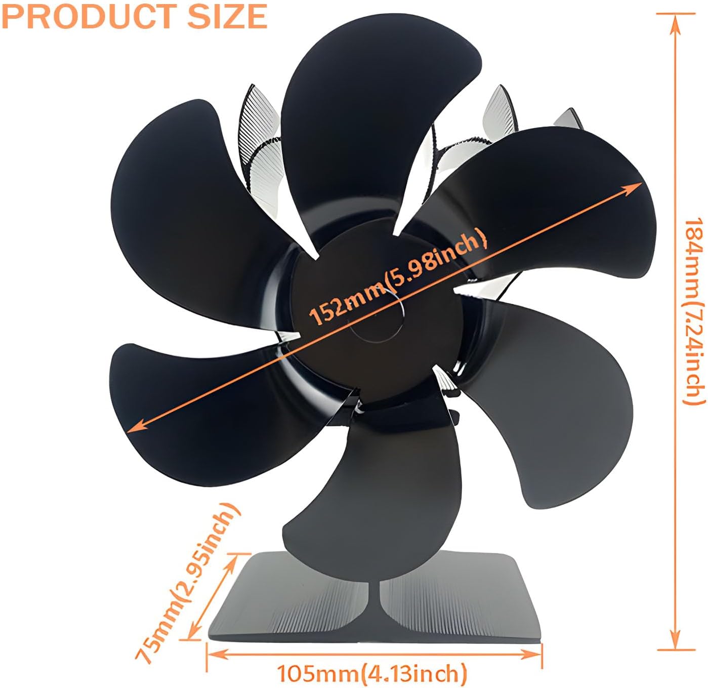 YAHESICM Wood Stove Fan Heat Powered, Non Electric, 6-Blade Fireplace Fan for Pellet, Wood Burner, Stove Accecories with Bracket Fixed on Heater for Burning Stove