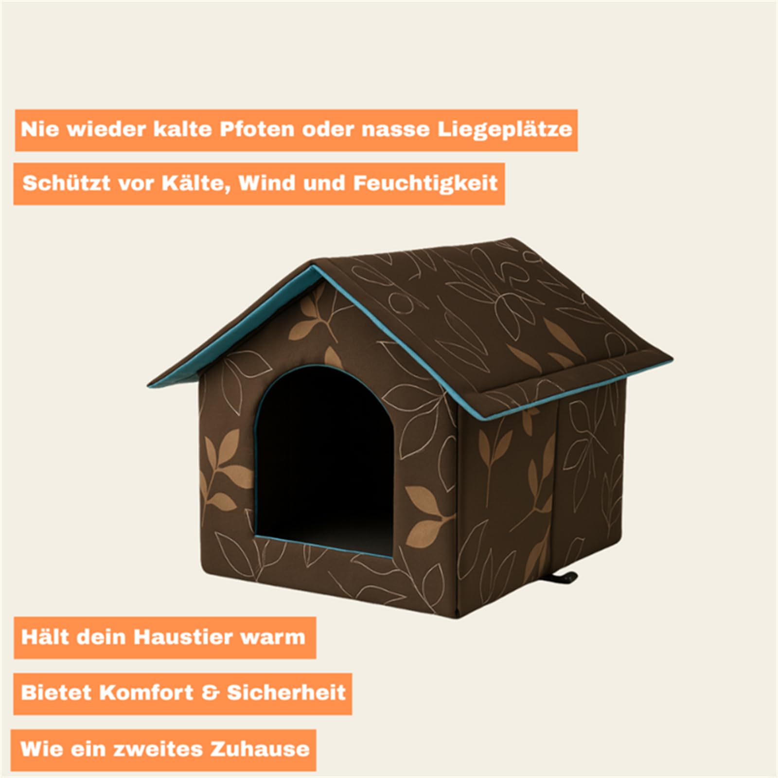 lunareo Thermo Shelter，Isoliertes Katzenhaus für den Außenbereich wasserdichtes und faltbares Winter Tierhaus aus Oxford Gewebe mit Warmer Unterlage 45x43x40CM
