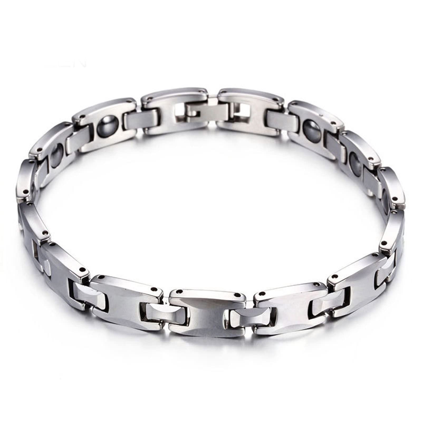 Herren Armbänder Edelstahl, Magnetarmband Edelstahl Kette Mann Silber als Geburtstagsgeschenke 205x10mm