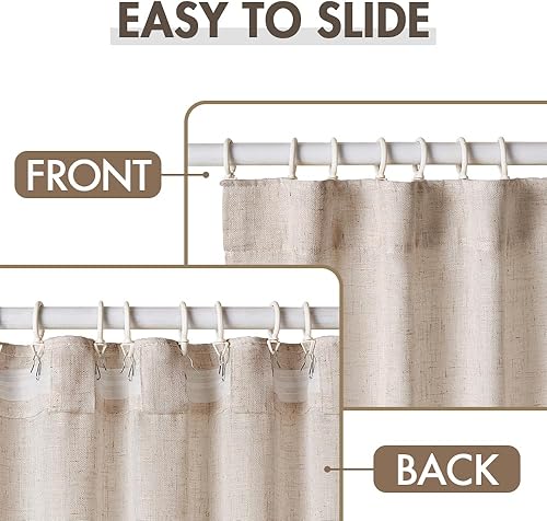 Miniatura 2 de MIULEE Cortinas de lino natural de 90 pulgadas de largo, 2 paneles, pestaña trasera y cinta plisada, cortinas de ventana de lino suave y grueso con