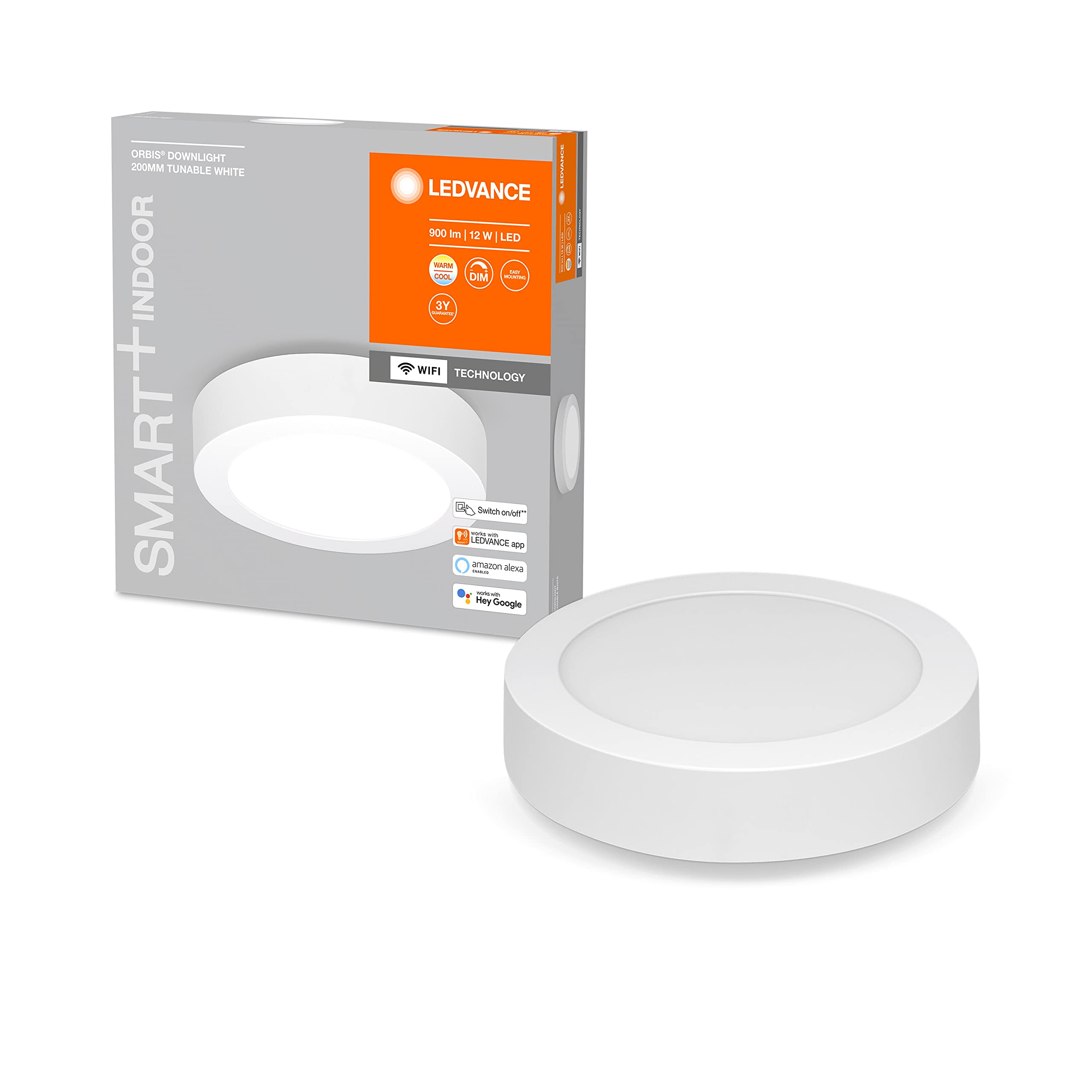 LEDVANCE SMART+ Faretto LED Da Incasso 20cm - 12W, 900 Lm, Bianco, Temperatura Colore 3000-6500K, Dimmerabile, 16 Milioni Di Colori - 2