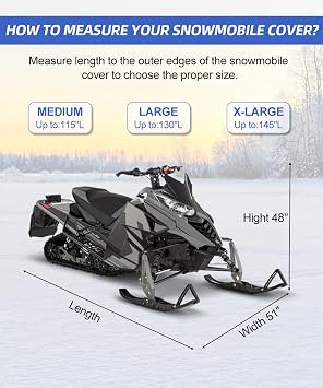 Universal Waterproof Snowmobile Storage Cover 145 L x 51 W x 48 H
