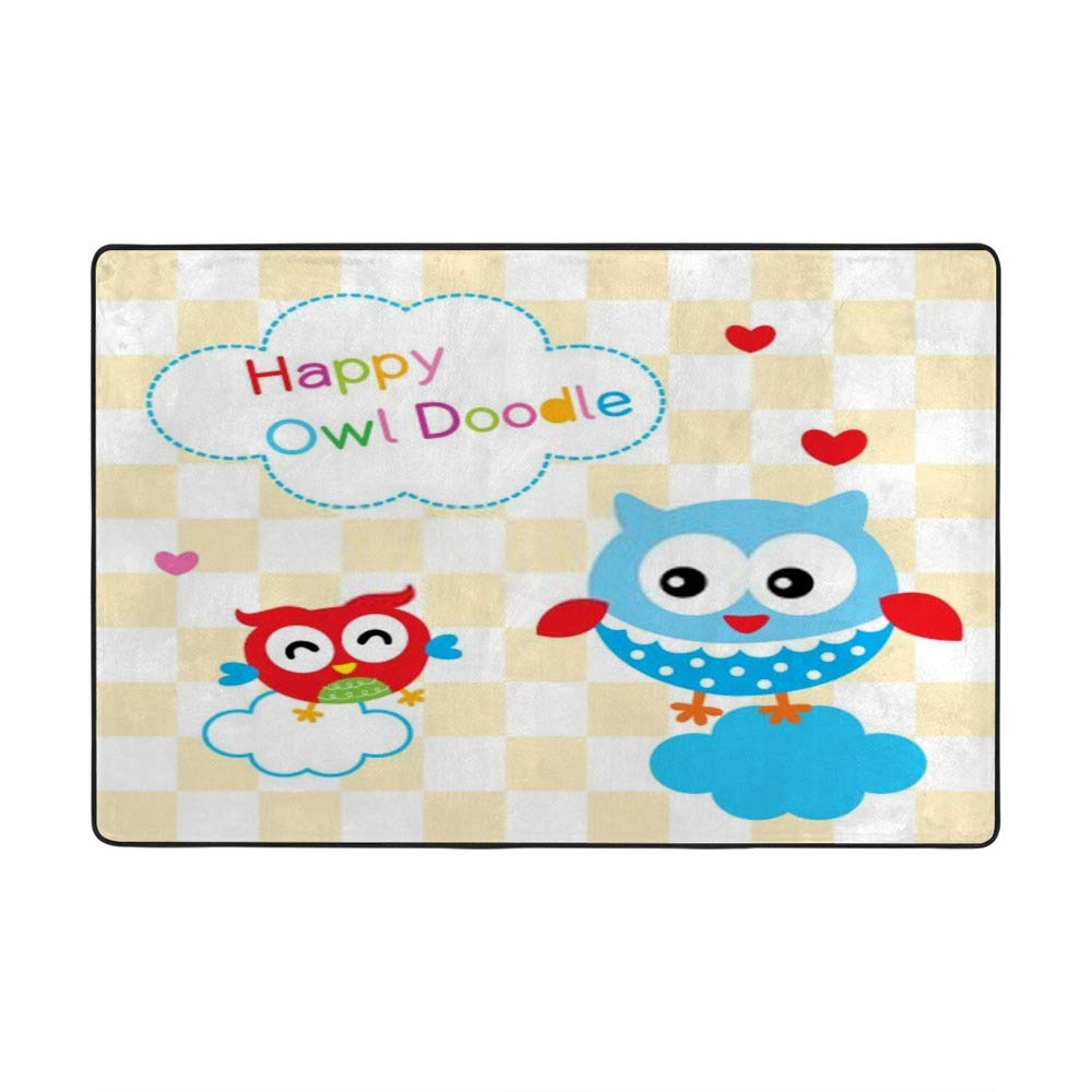 Tapis de salon Happy Owl CHEHONG grand format en polyester 160x120 cm