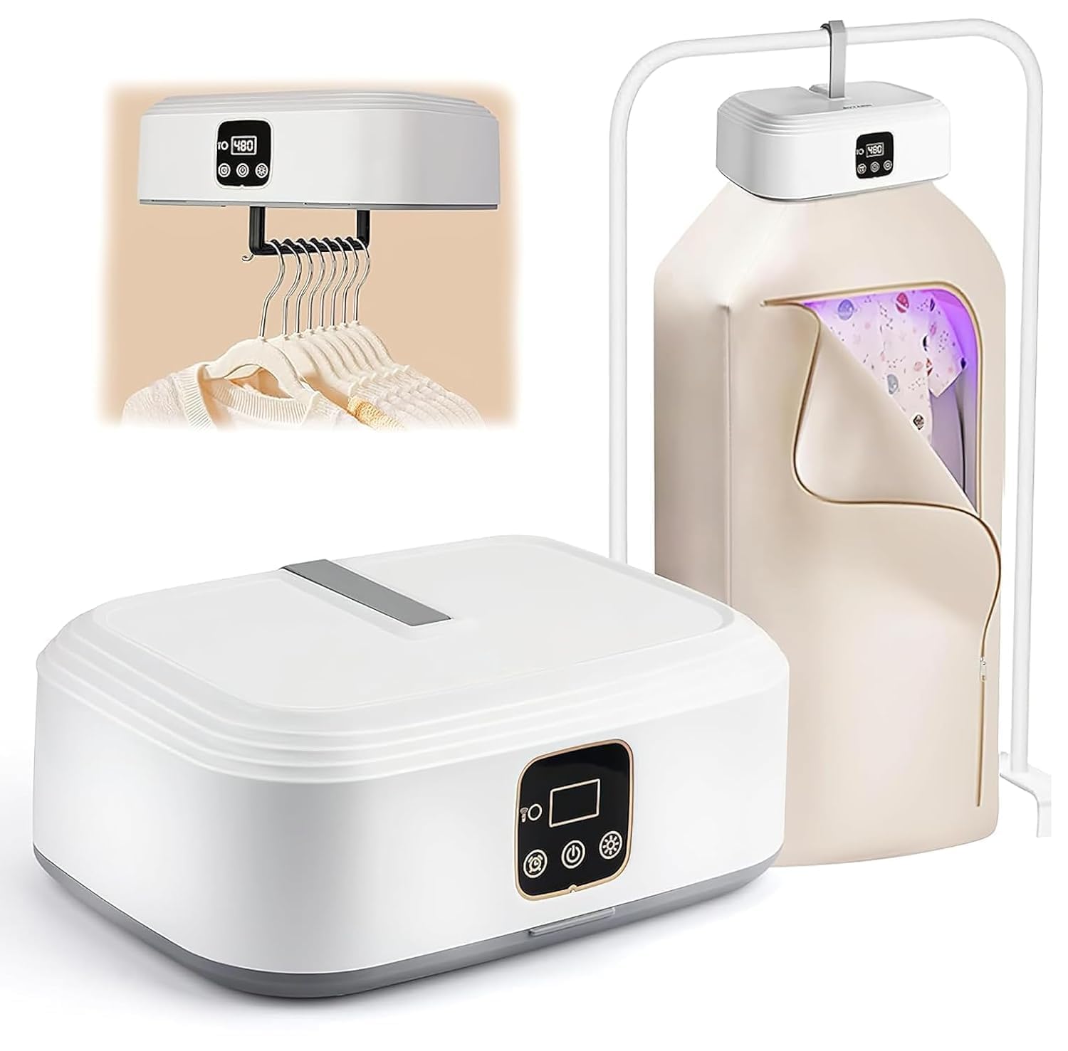 Electric Fast Drying Machine for Clothes with Adjustable Timer, Low Noise, Energy Saving Portable Clothes Dryer, Easy Setup Heat Warmer for Baby Clothes Light Garments, Apartment,RV & Travel (Big)-image-39