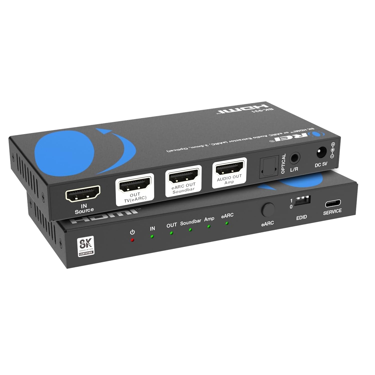 OREI eARC 4K 120Hz Audio Extractor, Converter Soundbar ARC Support, HDCP 2.3 - Dolby Atmos, HDR10+, Dolby Digital/DTS Passthrough Dolby Vision for Sonos Bose Speakers, 3.5mm, Optical (BK-931)