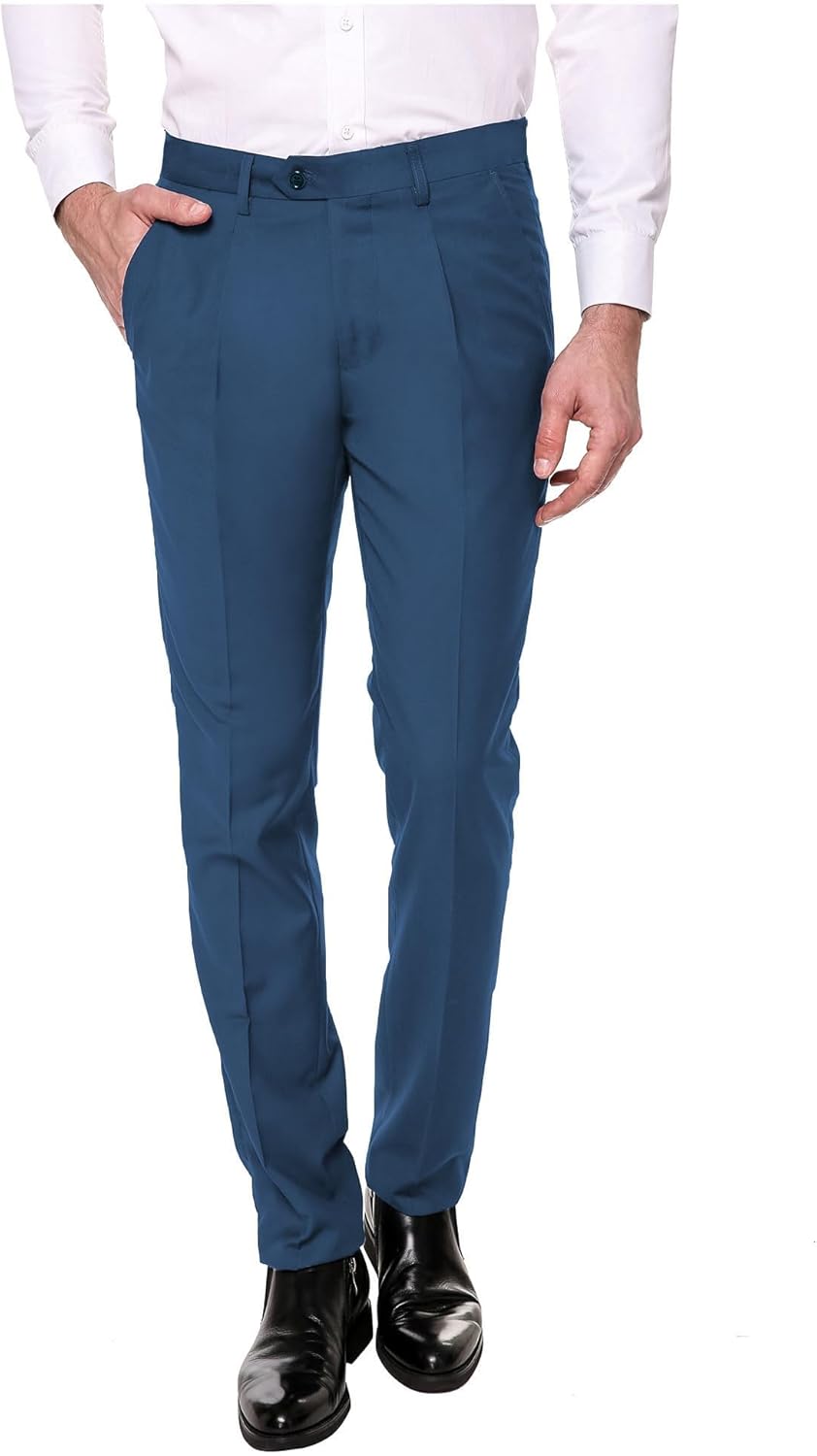 COOFANDY Men's Classic Fit Flat Front Dress Pants No Iron Premium Casual Pants Expandable Waist Suit Pants
