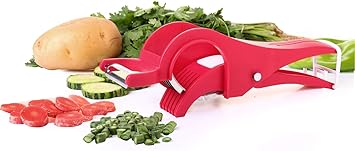 Ganesh Handy Vegetable Cutter with Peeler 2 in 1 Veg Cutter Stainless Steel 5 Sharp Blade Vegetable & Fruit Cutter for Kitchen