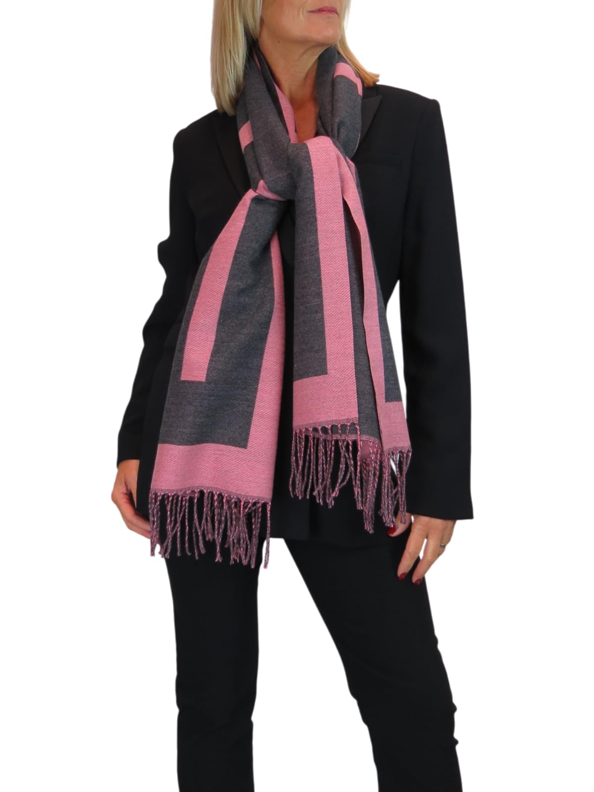 Paulo Due Oversized Wool Blend Pashmina Shawl Scarf - Charcoal