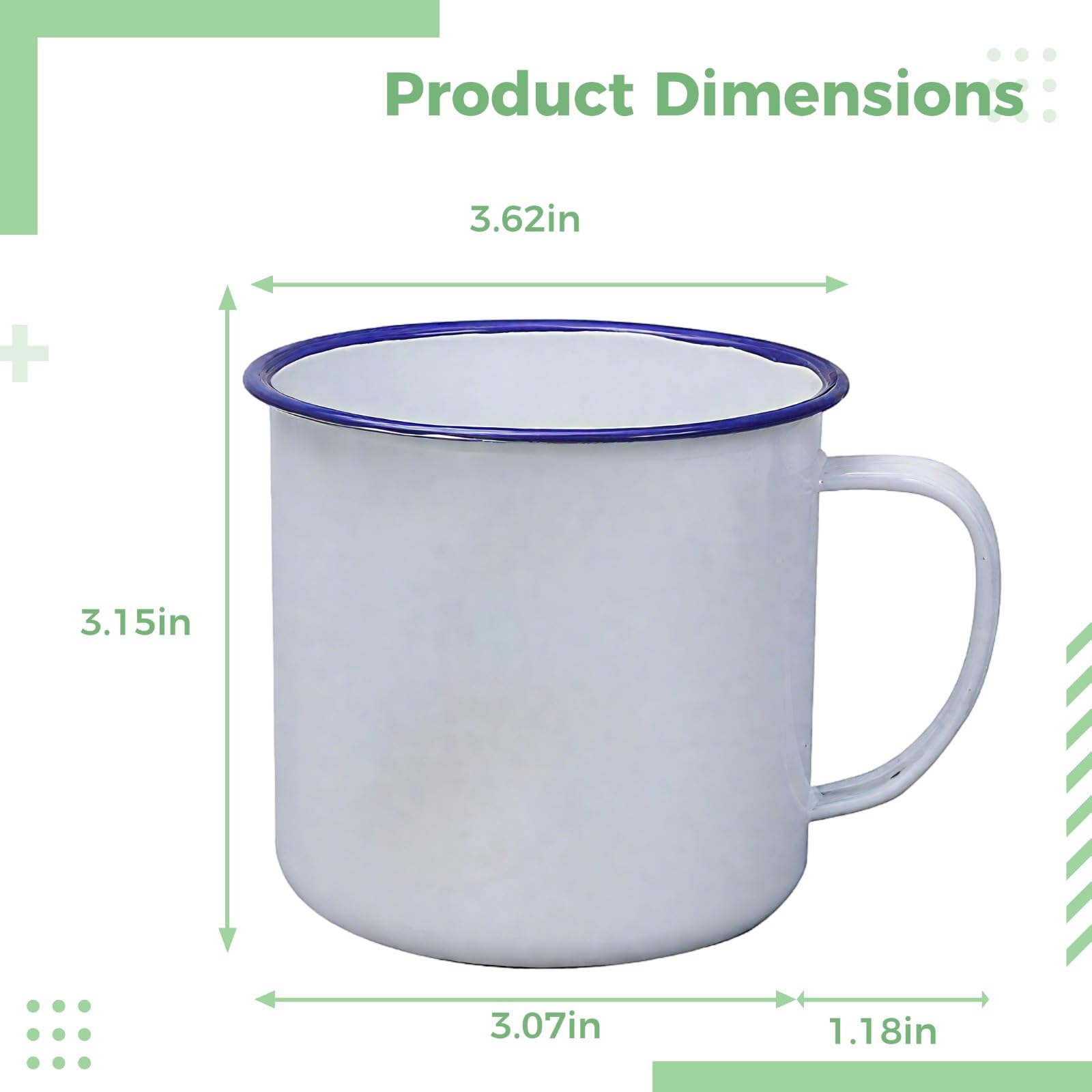 Emaillebecher, Retro Kaffeebecher aus dicker Emaille, 3,1 in / 8 cm Höhe, Teebecher für heiße und kalte Getränke, 3,6 in / 9,2 cm Durchmesser, Campingbecher für Zuhause und Büro, Geschenkbox