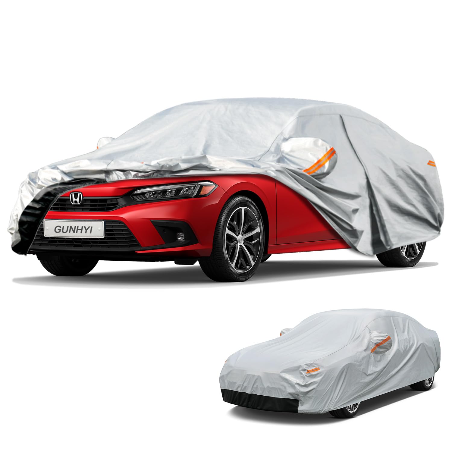 GUNHYI 6 Layer Car Cover Custom Fit Honda Civic Sedan/Coupe (1995-2026) Waterproof All Weather, Heavy Duty Outdoor Snow Sun Rain Uv Protection (Ships from US Warehouse, Delivery 3-8 Days)