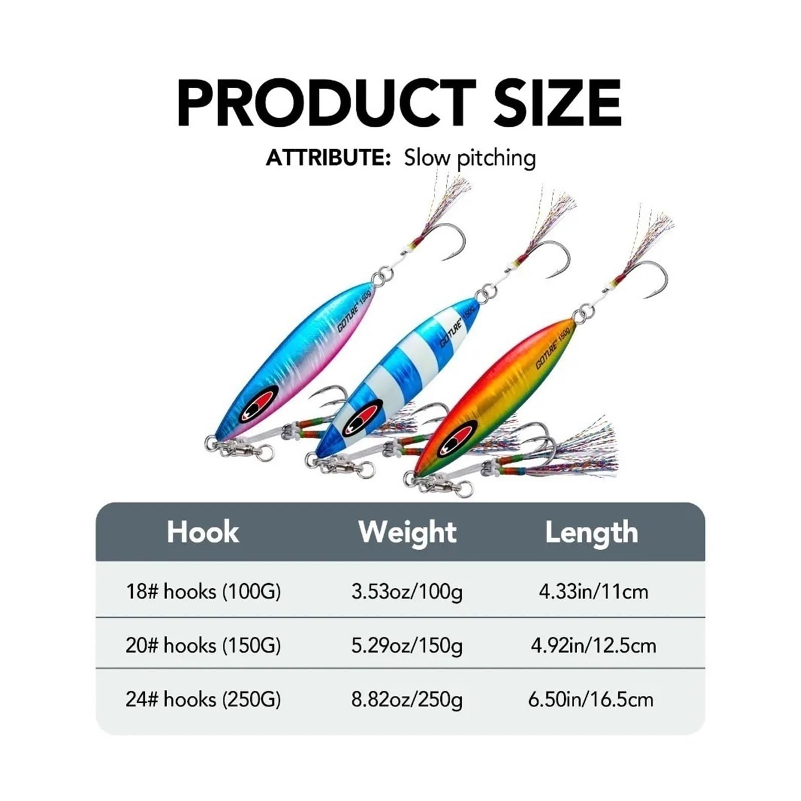 Esche da Pesca 100/150/250g Richiamo di Pesca in Metallo 3psc Jig Richiamo di Pesca Lento Jig Doppi Ganci Attrezzatura da Pesca Esche Artificiali Artificiali da Pesca