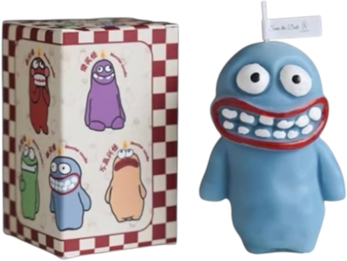 Funny Monster Candle Collection – Colorful Cartoon Character Candles with Unique Expressions, Handmade Decorative Scented Candles (Set of 5 Styles)