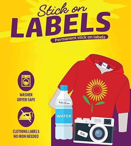 Miniatura 8 de Etiquetas de nombre impermeables personalizadas a presión y pegan con nombre personalizado en etiquetas de la ropa. Etiquetas personalizables con