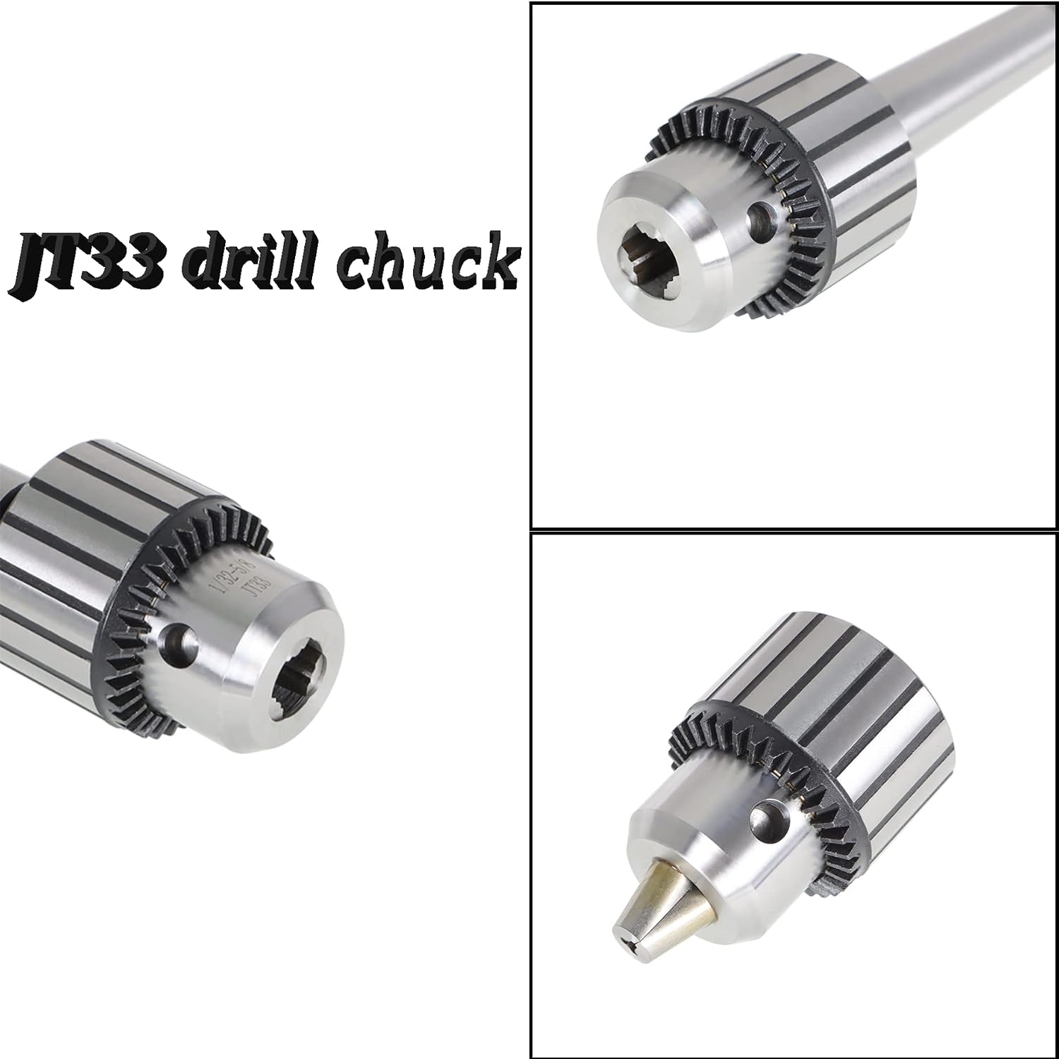 MT3-JT33 Super Heavy Duty Drill Chuck, 1/8" - 5/8" Triple Grip Drill Chuck Press Chuck with Chuck Key Fit for Lathe and CNC Machines