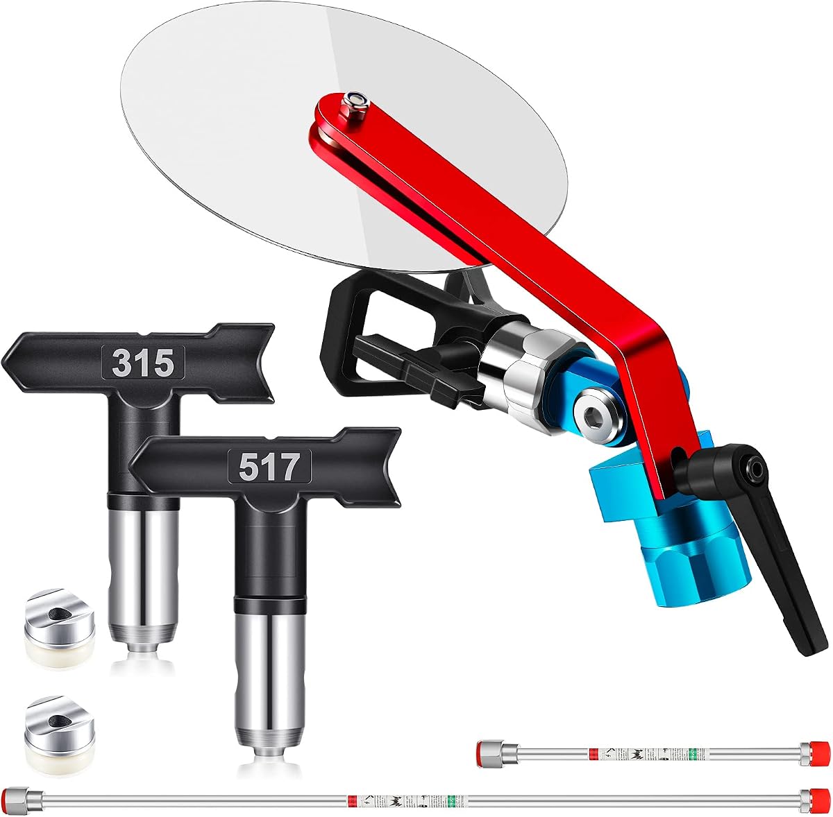 7 Pieces Paint Sprayer Airless Spray Guide Accessory Tool Guide Edge Spray Tool with 12 Inch, 30 Inch Extension Pole, 315, 517 Spray Tip and Tip Guard for Airless Paint Spray Gun Sprayer Painting