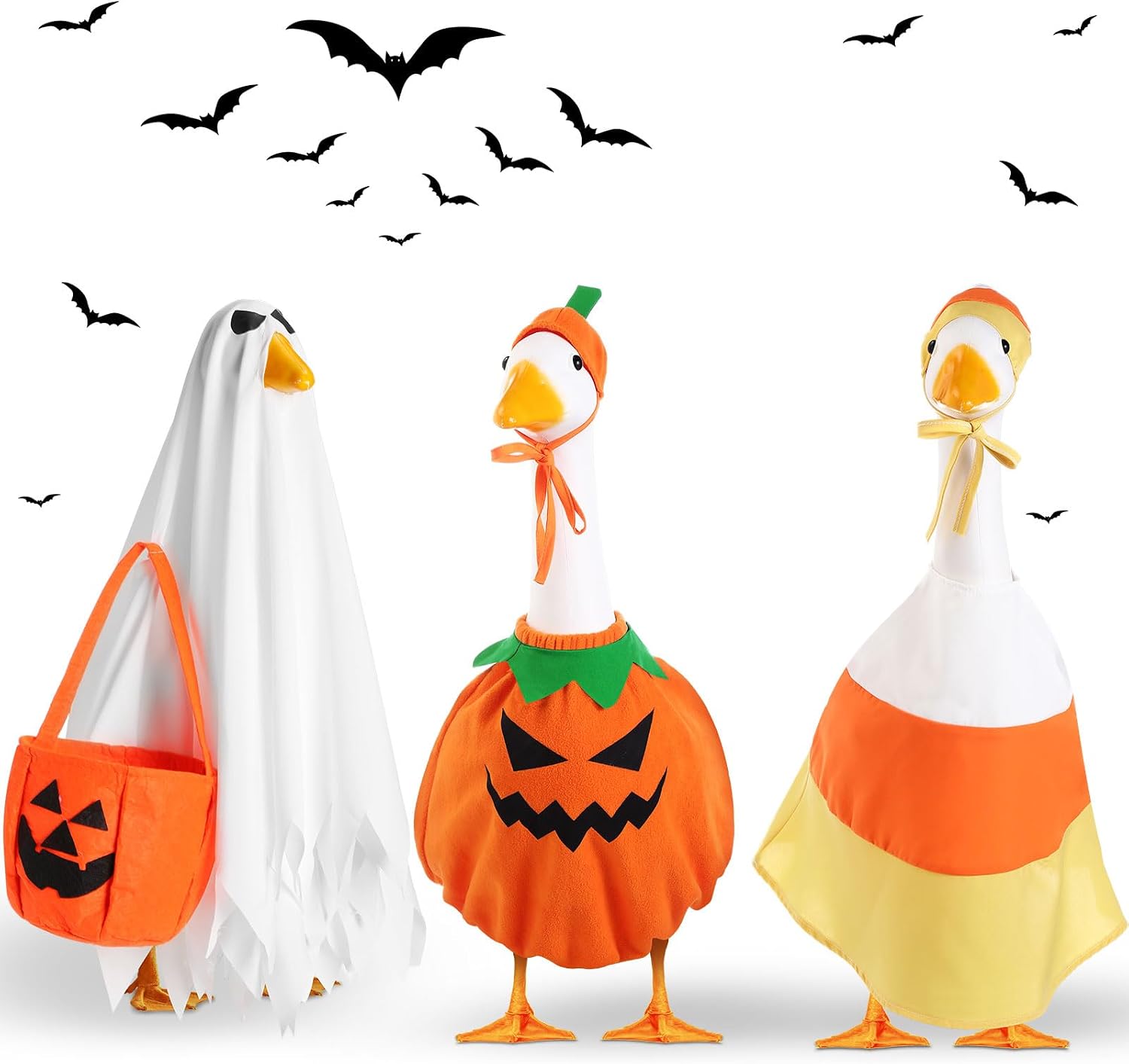 3 Set Thanksgiving Porch Goose Outfit Lawn Porch Costume Plastic Goose Clothing for 23" Outdoor