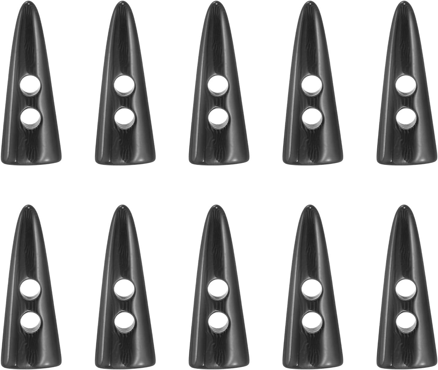 sourcing map 10Pcs Resin Toggle Buttons, 50mm/2″ Double Holes Tooth Shape Sewing Wood Buttons Sweater Coats Buttons for DIY Coat Sweater Clothing Accessories, Black