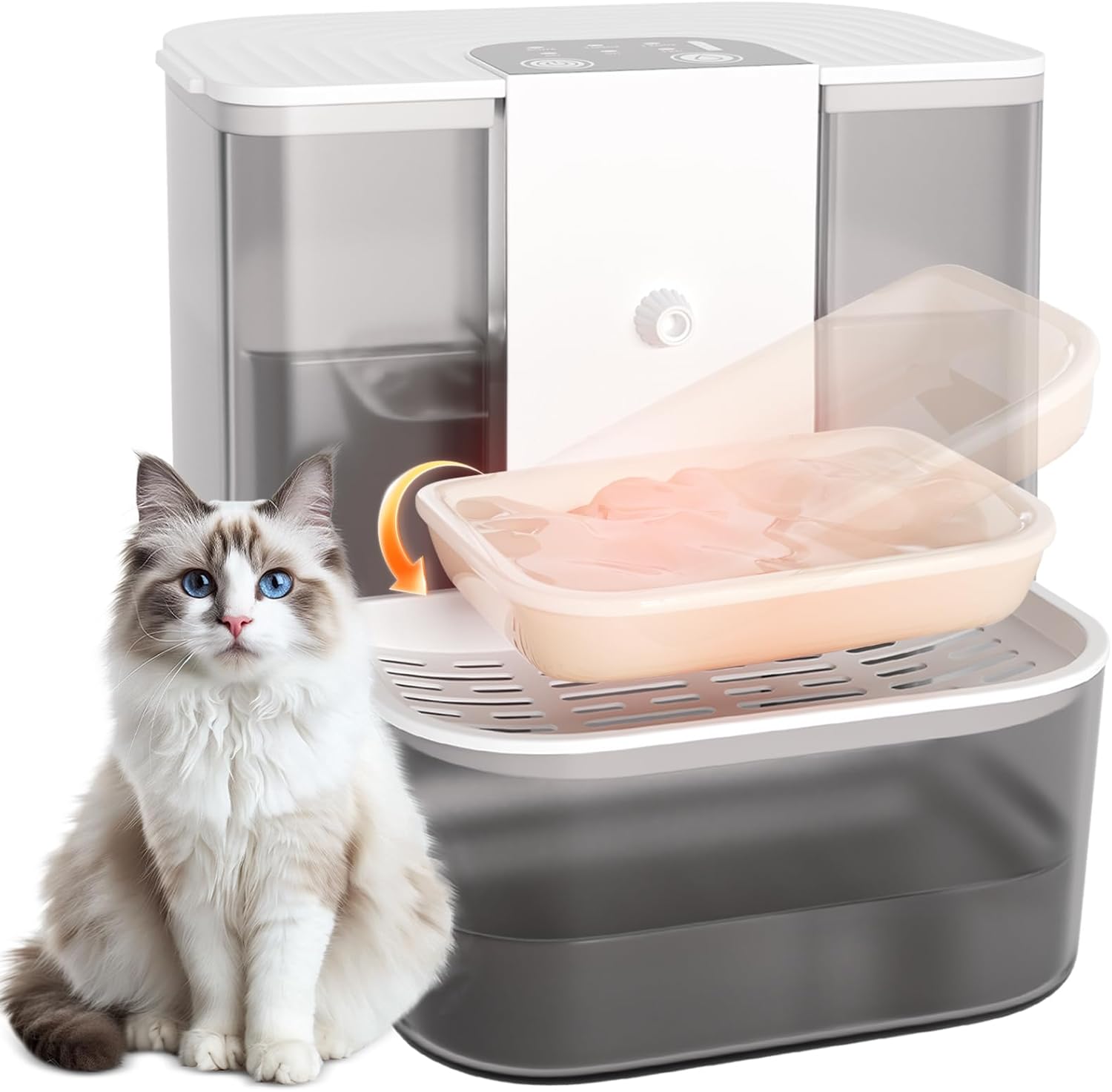 Cat Water Fountain with Heating, No Filters, Wastewater Separation, Ceramic Bowl Preventing Black Chin, 4.5L Automatic Wireless Water Dispenser for Cats and Small Dogs