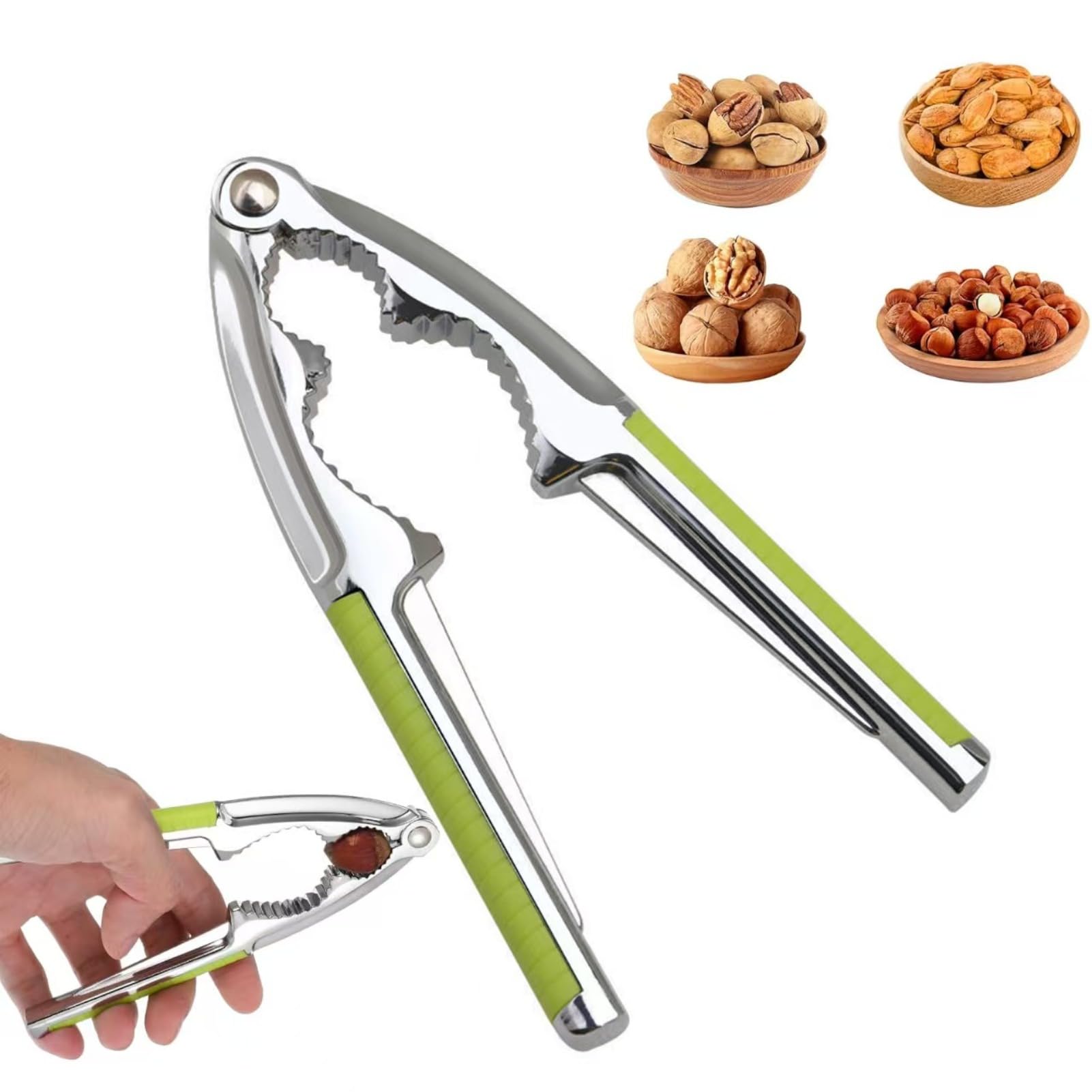 Heavy Duty Nutcracker with Non-Slip Handle, Multifunctional Walnut, Pecan, Almond, Hazelnut, Pistachio Opener, for Kitchen Baking and Home Dining