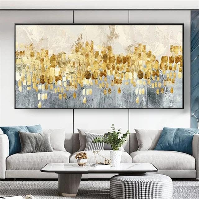 Gemälde auf Leinwand, abstrakte Kunst mit Blattgold, großes Wandbild zur...