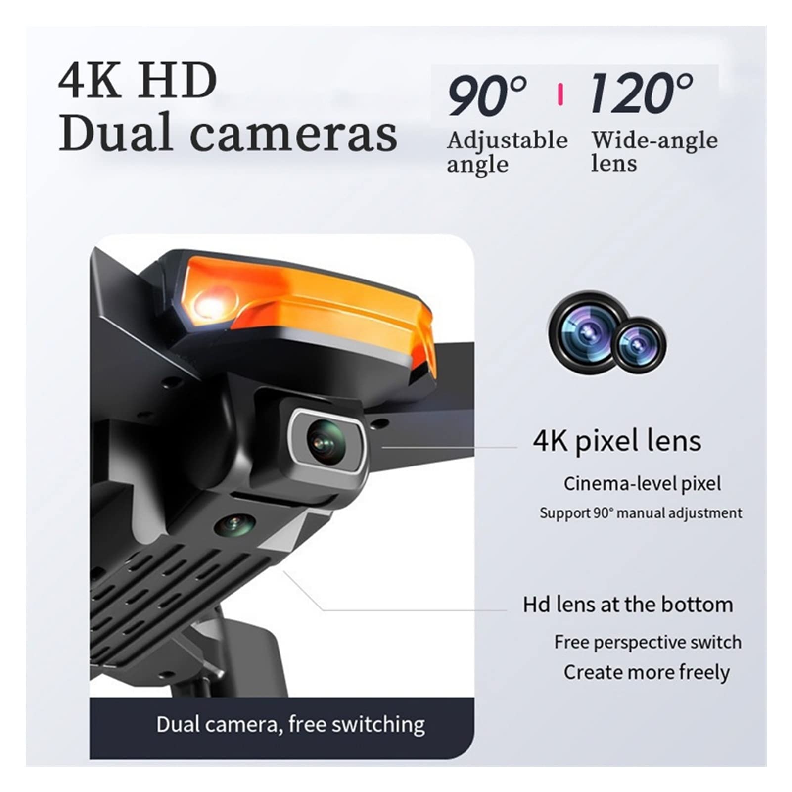 Drone Mini Drone 4K Podwójna kamera HD Kamera szerokokątna WiFi Fotografia lotnicza Helikopter Składany quadcopter Drone Zabawka (Kolor : 4K Podwójny aparat Rozmiar : 1) (4K Podwójny aparat 1)