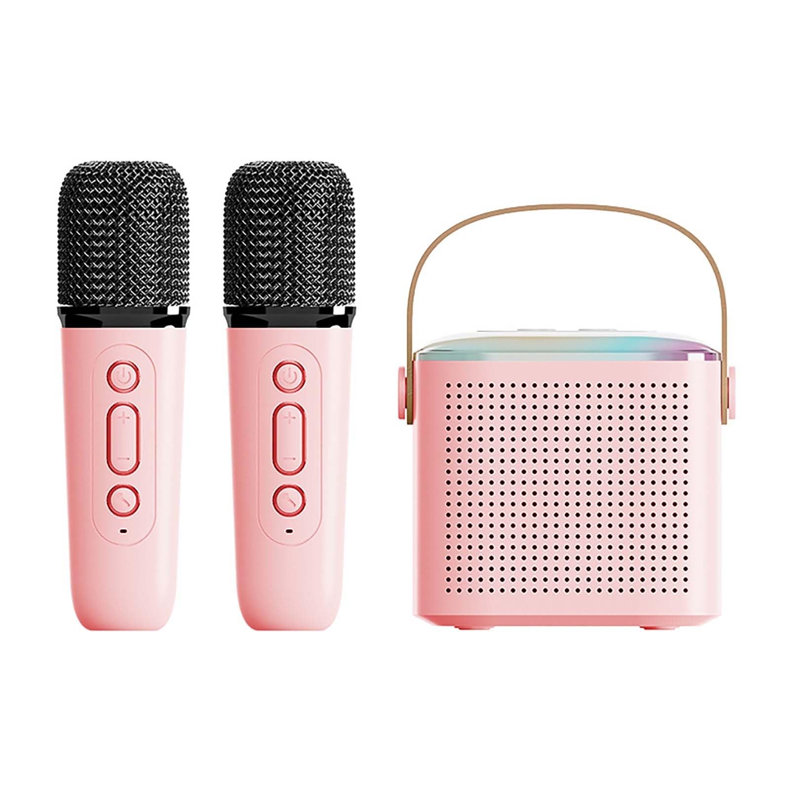 Przenośny mini sprzęt do karaoke dla dorosłych dzieci, 1 lub 2 mikrofony bezprzewodowe Odtwarzacz muzyki, dorośli dzieci Prezenty domowe Głośnik Bluetooth, głośnik Bluetooth z oświetleniem LED i efekt