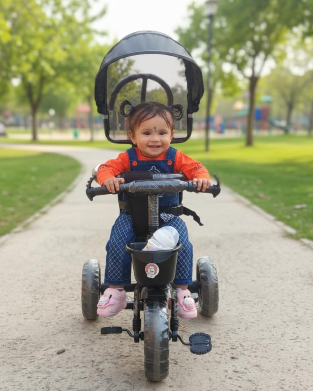 Toyzoy Pluto Pro Max Kids|Baby Trike|Tricycle with Foldable Canopy and Cushioned Seat for Kids|Boys|Girls Age Group 2+ Years (Black)-image-11
