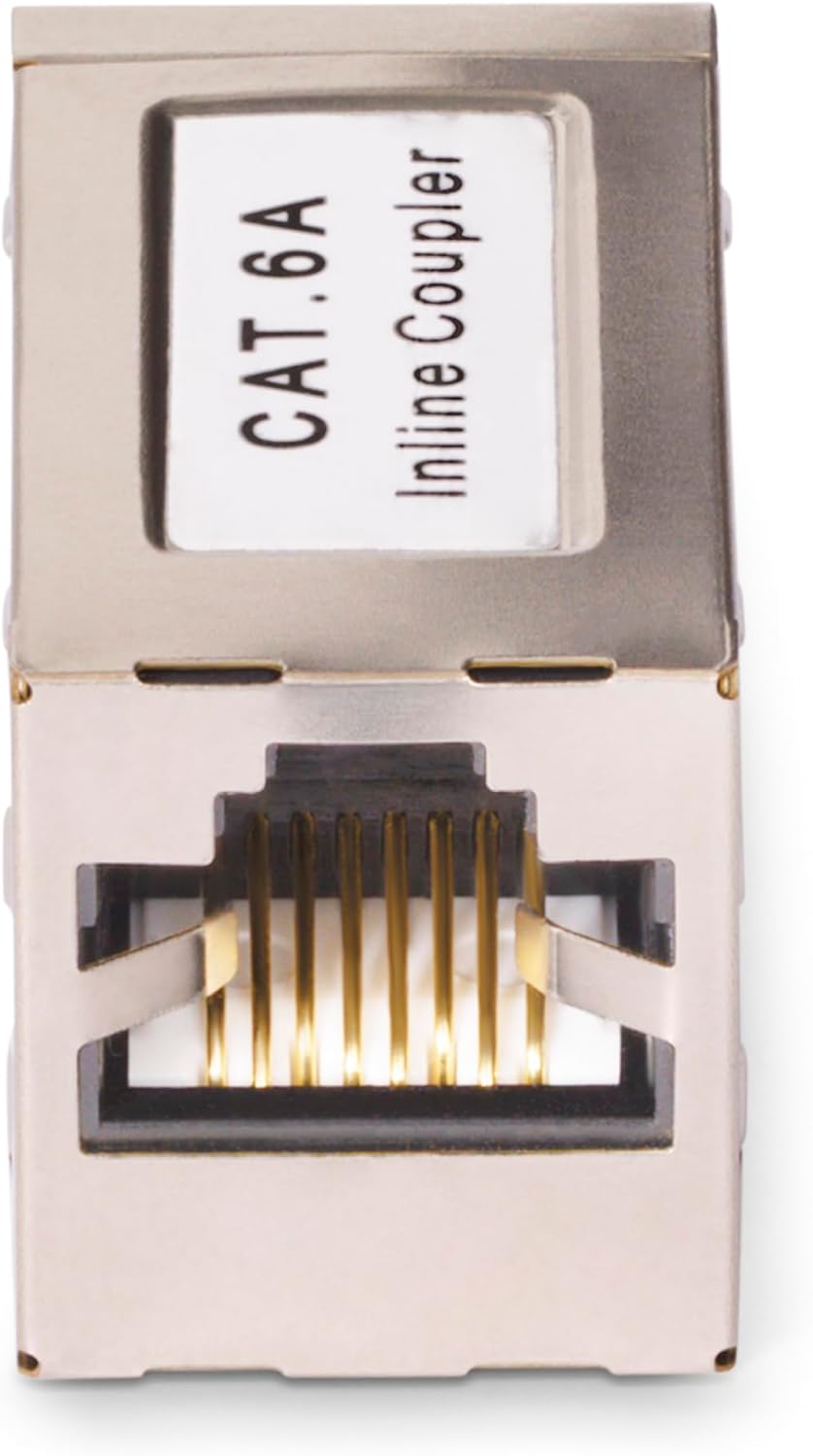 StarTech.com Shielded RJ45 Coupler, Inline Cat6a Coupler, Female to Female (F/F) T568B Pinout, Shielded Ethernet Cable Extension
