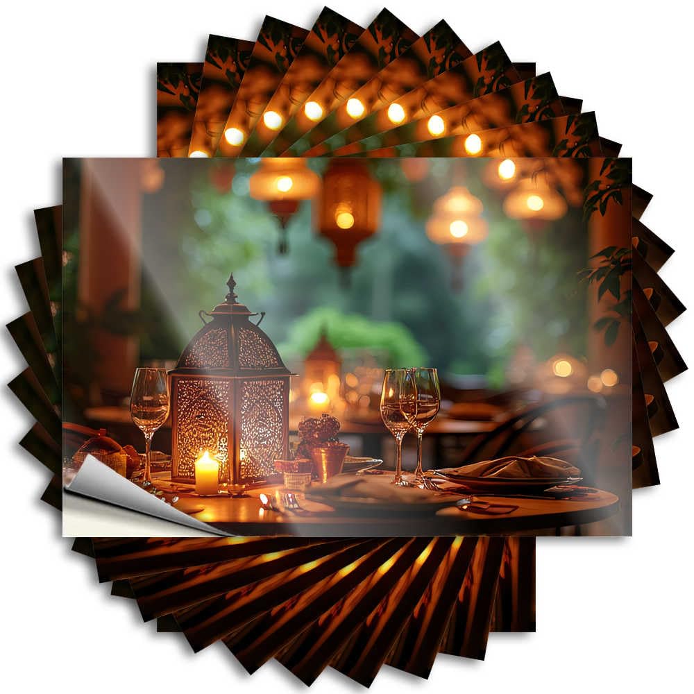 Abipuir - Tool Box Stickers Romantic Dinner with Lanterns and Candles - 10 Unsuitable Motorcycle Helmet Stickers (12 x 18 cm)