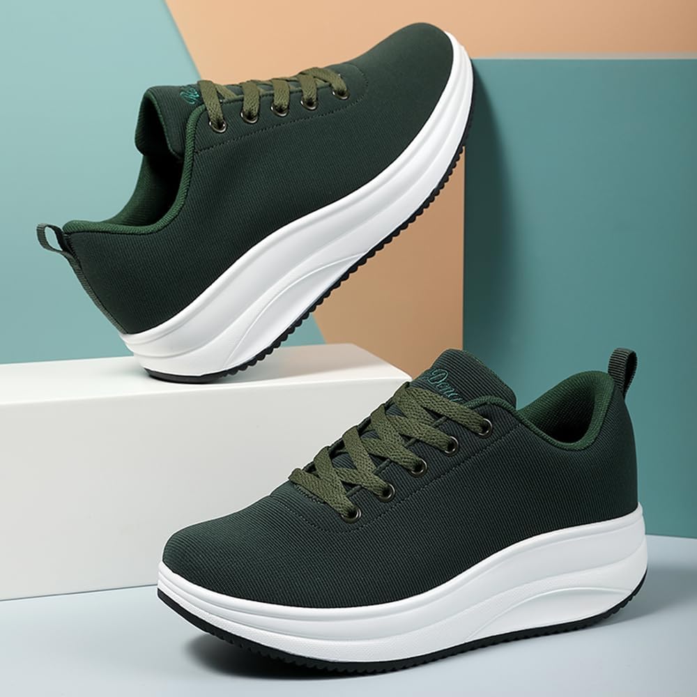 RUIDENG Platform Sneakers for Women Walking All Day | Slip Resistant Work Shoes for Women Comfortable | 2 Inch Thick Wedge Rocker Bottom - Image 2