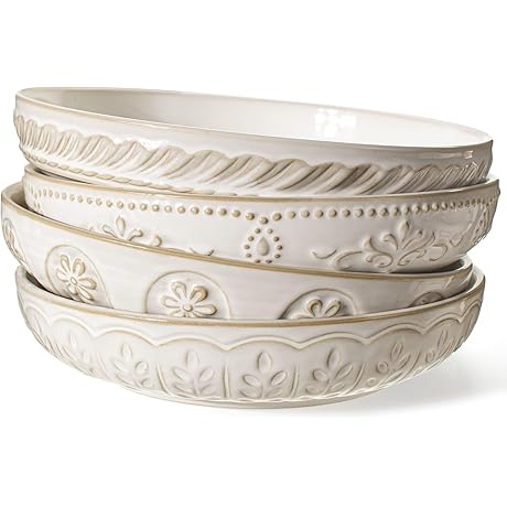 Artena 50oz Large White Ceramic Salad Bowls