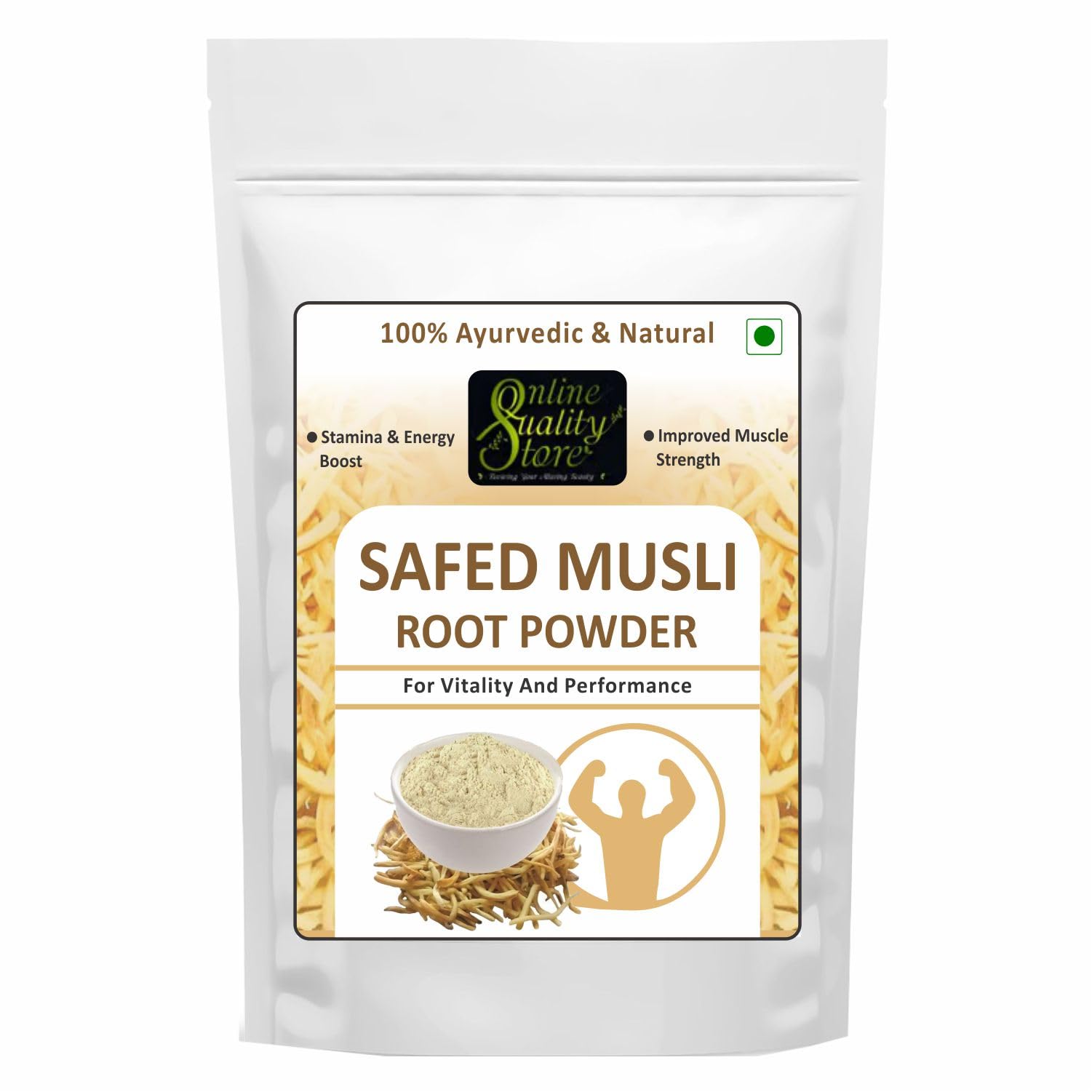 Online Quality Store Safed Musli Root Powder - 100gm | for Vitality and Performance, Strength, Stamina & Energy Boost