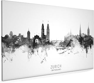 Zurich Switzerland Skyline Box Canvas Print with City Name -11492