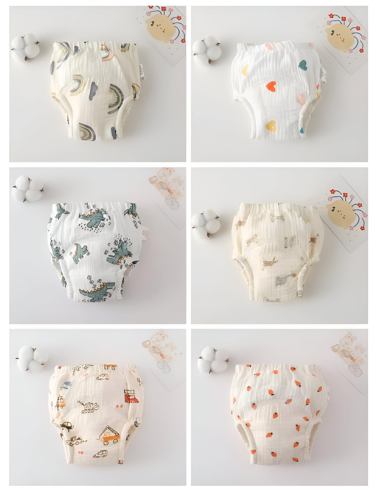 Muslin Soft, Breathable, Padded Baby Potty Training Pants Cotton Cloth Diaper for Newborns, Infants, Toddlers | Washable, Reusable, DryFeel Layer | Chaddi Style Pull-Up Size Medium 90 CM, Pack of 1