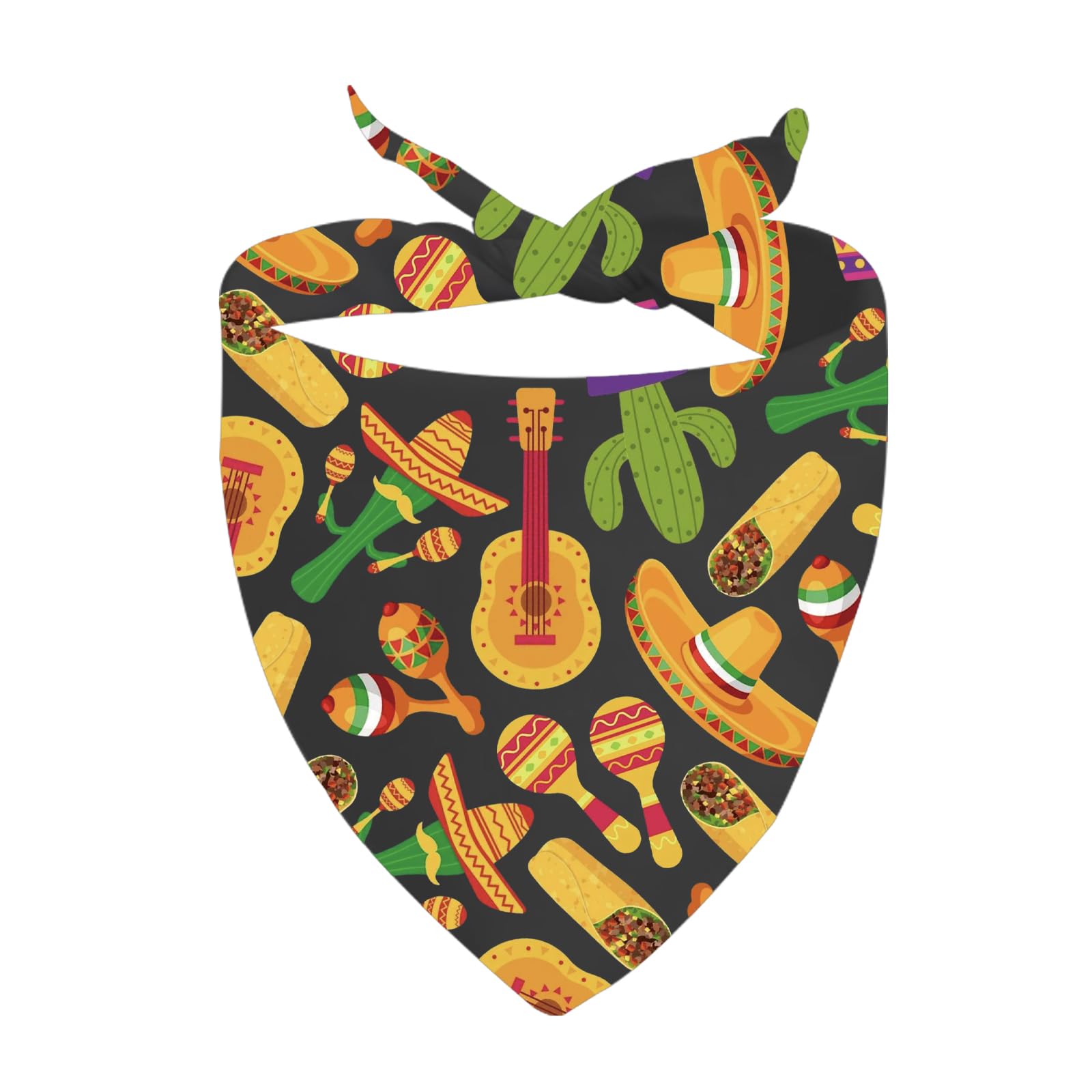1 Piece Fiesta Party Dog Bandana Taco Tuesday Dog Scarf Taco Lovers Merch Mexican Merchandise (Fiesta Party D)